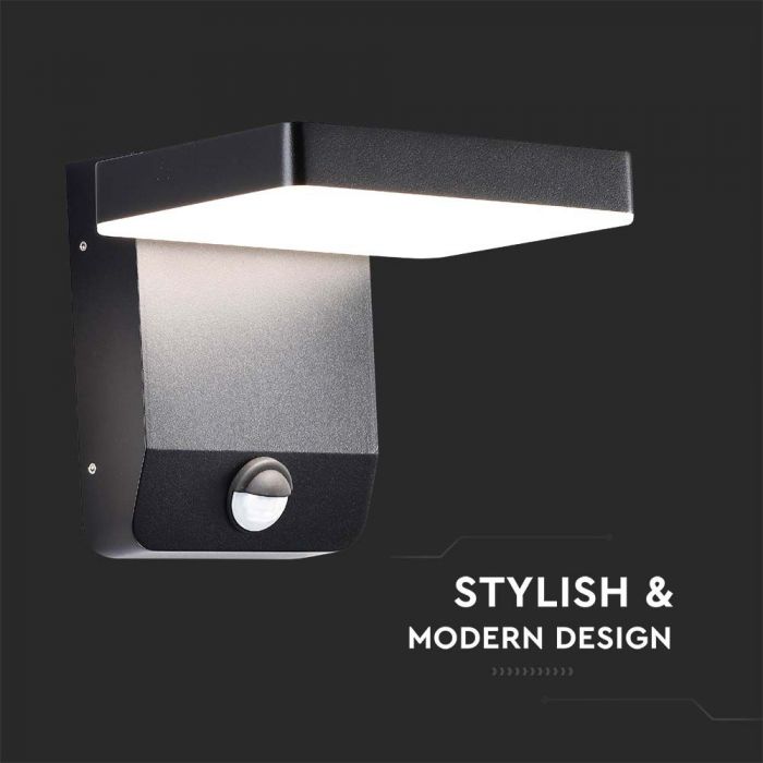 LED WALL LIGHT WITH SENSOR 17W 2580lm DL SQUARE BLACK IP65