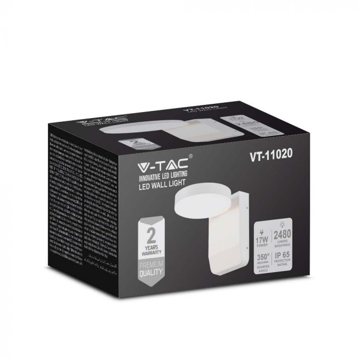 LED WALL LIGHT WHITE ROUND 17W WW IP65
