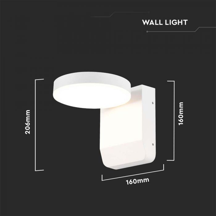 LED WALL LIGHT WHITE ROUND 17W WW IP65