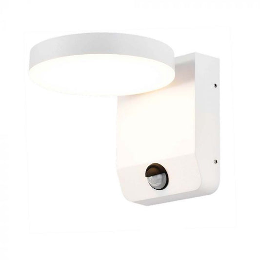 LED WALL LIGHT WITH SENSOR WHITE ROUND 17W 2480lm WW 350° 160x206v160mm IP65