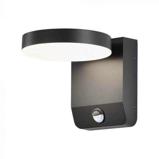 LED WALL LIGHT WITH SENSOR BLACK ROUND 17W 2480lm WW 350° 16x20.6x16cm IP65