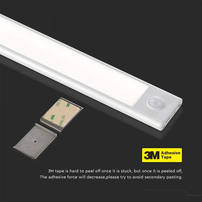 LED CABINET PIR SENSOR LIGHT BLACK BODY 1.5W DL 110lm 180° 300x40x9