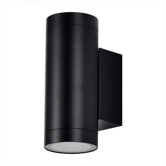 LED UP/DOWN WALL LIGHT ROUND BLACK  2XGU10  65X96X160 IP65