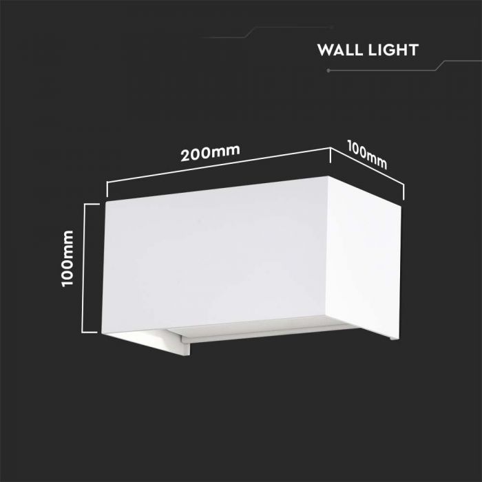 LED WALL LIGHT WHITE 24W WW 2720lm 120° 200x100x100 ALUMINIUM IP65
