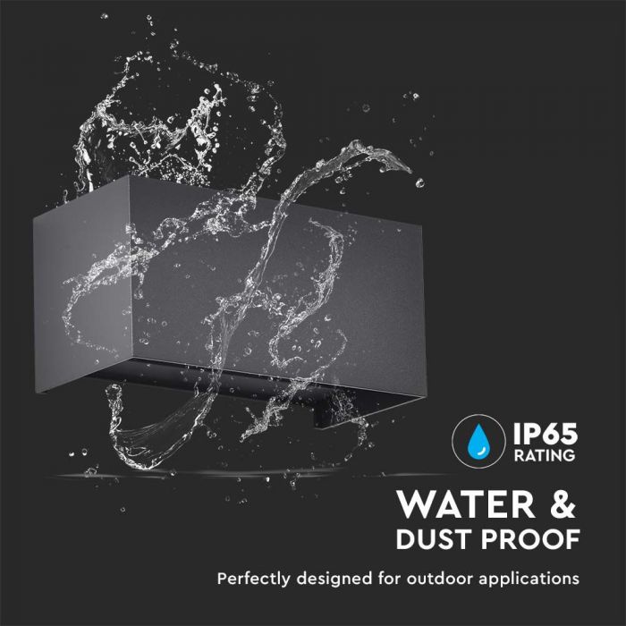 LED WALL LIGHT BLACK 24W DL 2720lm 120° 200x100x100 ALUMINIUM IP65