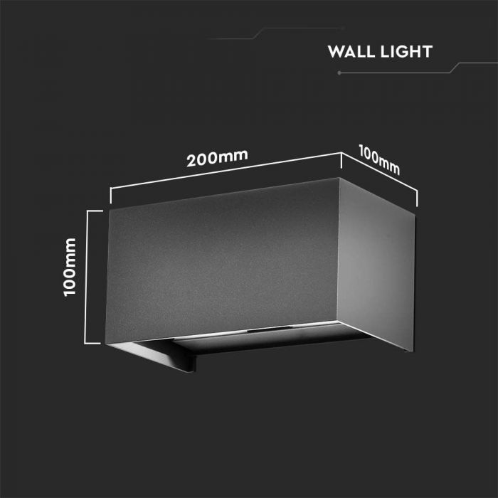 LED WALL LIGHT GREY 24W DL 2720lm 120° 200x100x100 ALUMINIUM IP65