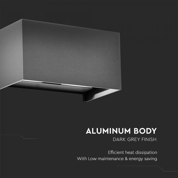 LED WALL LIGHT GREY 24W DL 2720lm 120° 200x100x100 ALUMINIUM IP65