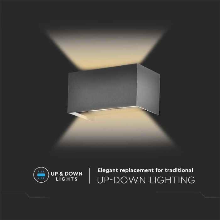 LED WALL LIGHT GREY 24W DL 2720lm 120° 200x100x100 ALUMINIUM IP65