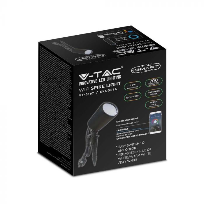 LED 7W WIFI LED SPIKE LIGHT 3IN1+RGB IP65 BLACK