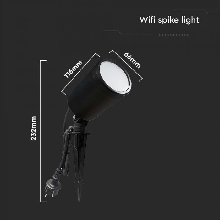 LED 7W WIFI LED SPIKE LIGHT 3IN1+RGB IP65 BLACK
