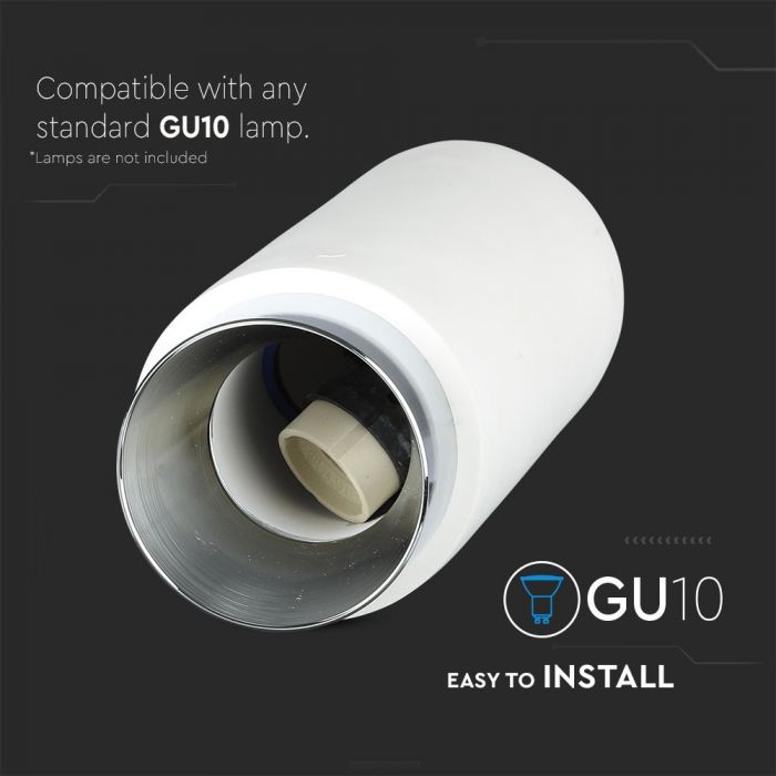 LED SURFACE GYPSUM ROUND WITH METAL MATT CHROME BOTTOM GU10 200X80
