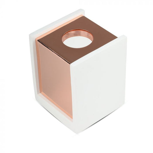LED SURFACE WHITE GYPSUM SQUARE WITH METAL MATT ROSE GOLD BOTTOM GU10 10X10X13