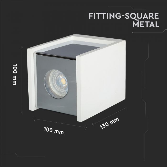 GU10 Fitting Gypsum Surface Chrome Bottom Square