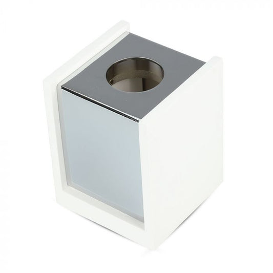 LED SURFACE WHITE GYPSUM SQUARE WITH METAL CHROME BOTTOM GU10 10X10X13