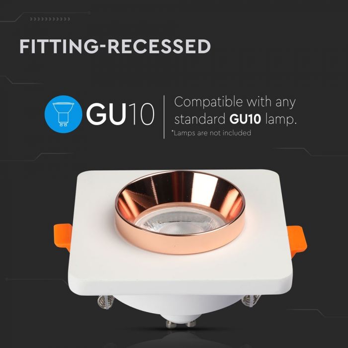 LED BRACKET GU10 SQUARE GYPSUM WITH MATT ROSE GOLD BOTTOM 100X100X40 (80)