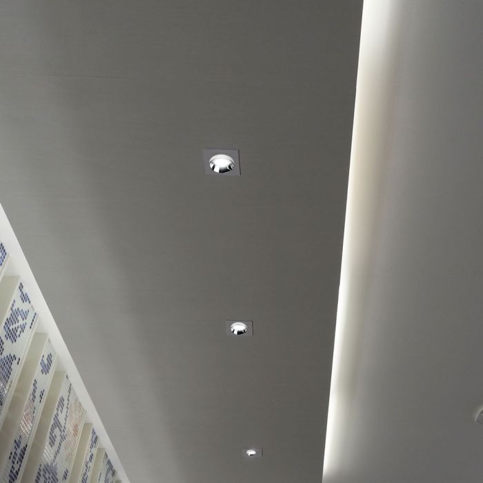 GU10 Fitting Gypsum Metal White Plaster Chrome, Square, Recessed