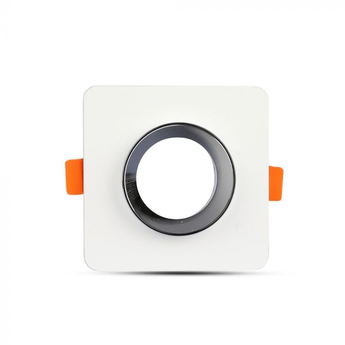 GU10 Fitting Gypsum Metal White Plaster Chrome, Square, Recessed