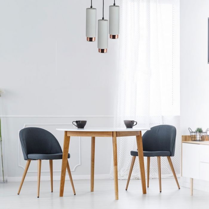 LED SUSPENDED GREY CONCRETE GYPSUM ROUND WITH METAL MAT ROSE GOLD BOTTOM GU10 250X80