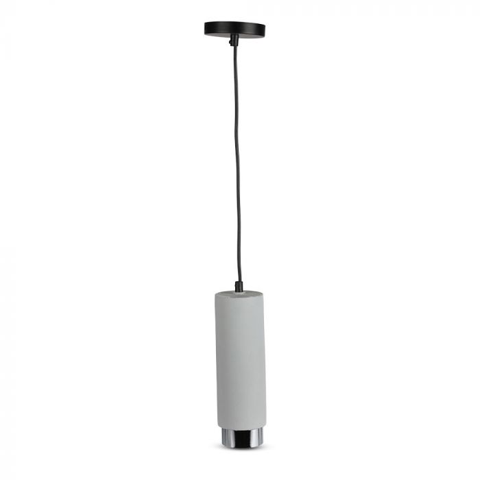 LED SUSPENDED GREY CONCRETE GYPSUM ROUND WITH METAL CHROME BOTTOM GU10 250X80