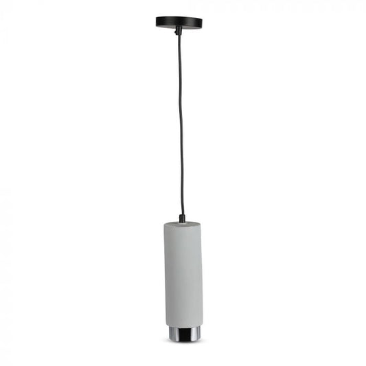 LED SUSPENDED GREY CONCRETE GYPSUM ROUND WITH METAL CHROME BOTTOM GU10 250X80