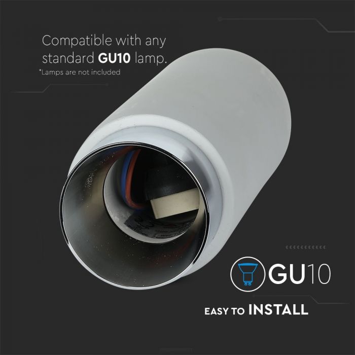 GU10 Fitting Gypsum Metal Grey Concrete Chrome Bottom