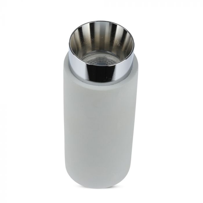 LED SURFACE GYPSUM ROUND GREY WITH CHROME BOTTOM 200X80