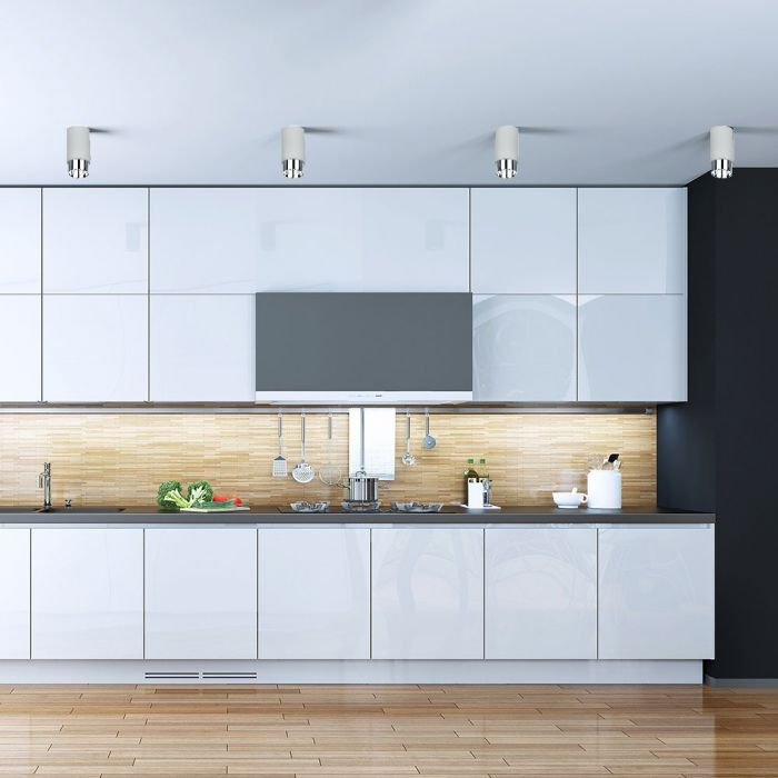 LED SURFACE GYPSUM ROUND GREY WITH CHROME BOTTOM 200X80