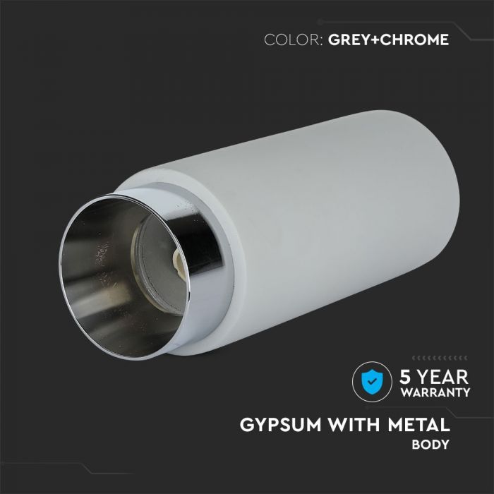 LED SURFACE GYPSUM ROUND GREY WITH CHROME BOTTOM 200X80