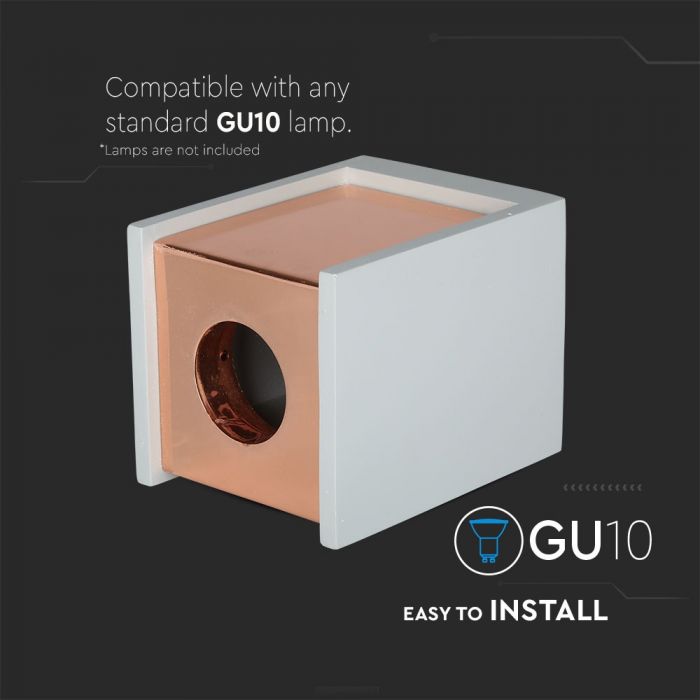 GU10 Fitting Concrete Surface Matt Rose Gold Bottom Square