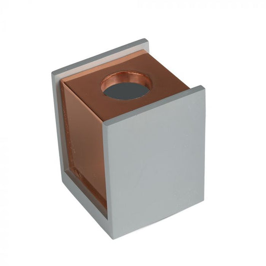 LED SURFACE GREY GYPSUM SQUARE WITH METAL MATT ROSE GOLD BOTTOM GU10 10X10X13