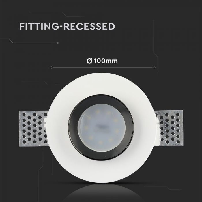LED BRACKET GU10 ROUND GYPSUM WHITE WITH BLACK METAL 100 (103)