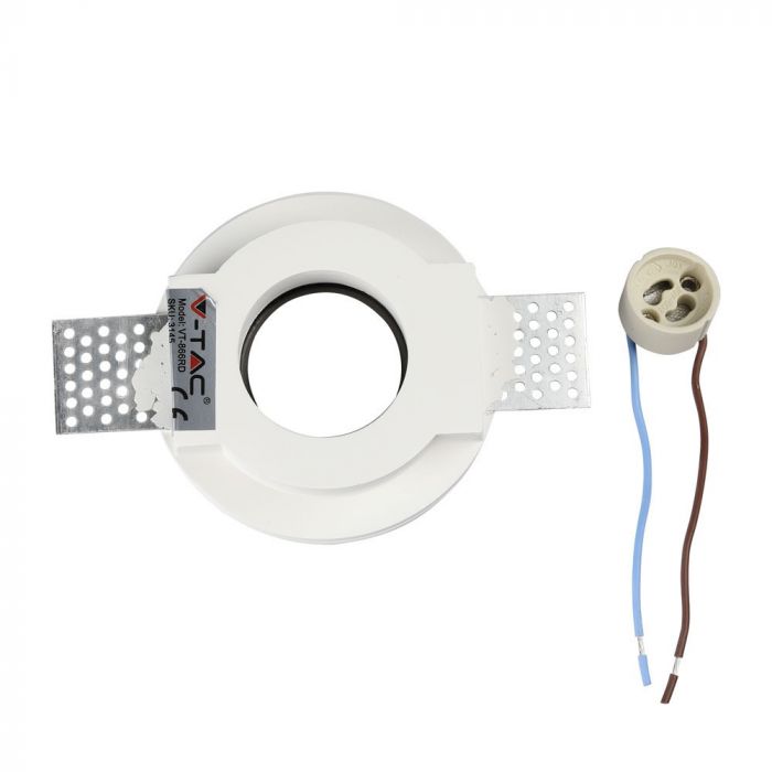 LED BRACKET GU10 ROUND GYPSUM WHITE WITH BLACK METAL 100 (103)
