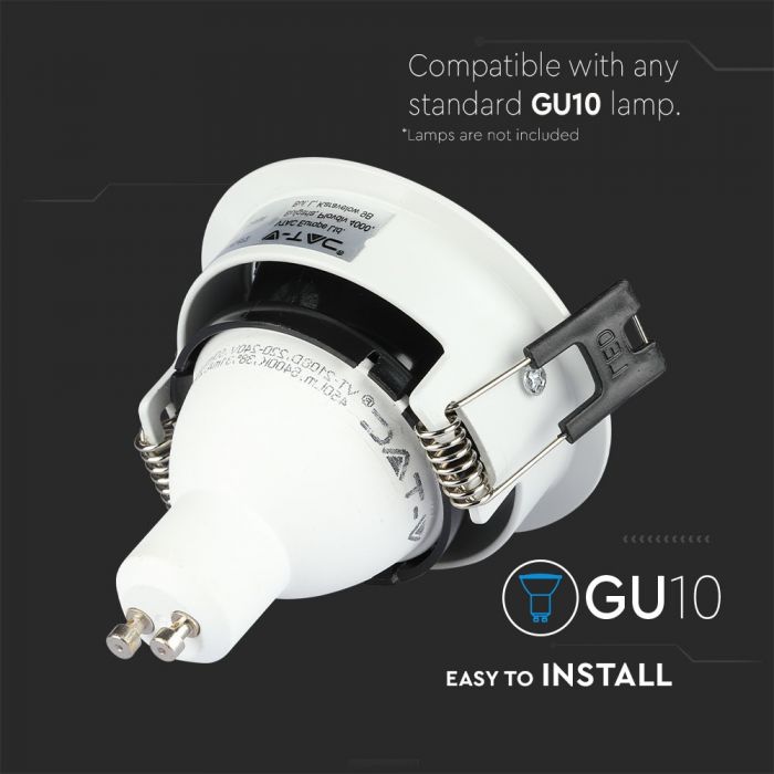 LED BRACKET GU10 ROUND WHITE + BLACK ALUMINIUM + PC 79X32 (72)