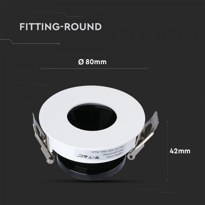 LED BRACKET GU10 ROUND WHITE + BLACK ALUMINIUM + PC 80X42 (75)