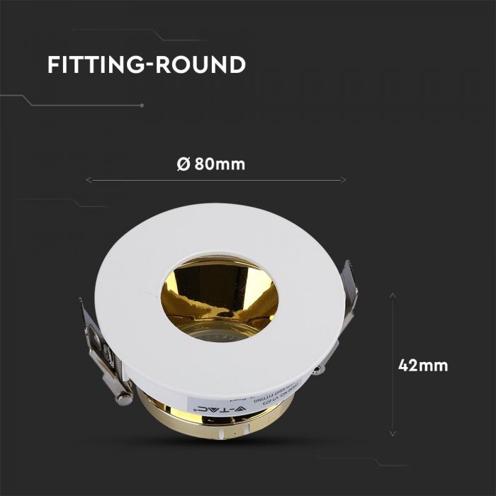 LED BRACKET GU10 ROUND WHITE + GOLD ALUMINIUM + PC 80X42 (75)