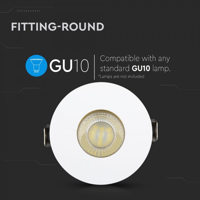 GU10 Fitting White, Gold Round