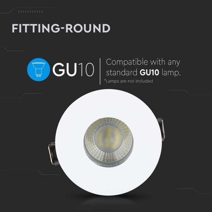 GU10 Fitting White+Chrome Round