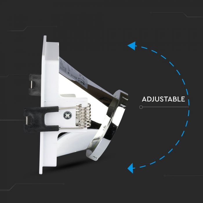 LED BRACKET GU10 SQUARE WHITE + CHROME ALUMINIUM + PC 85X85X62 (80X80)