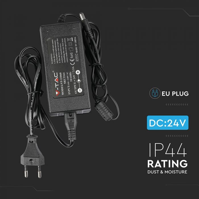 LED ADAPTER 60W 2.5A 24V 119X52X32 IP44