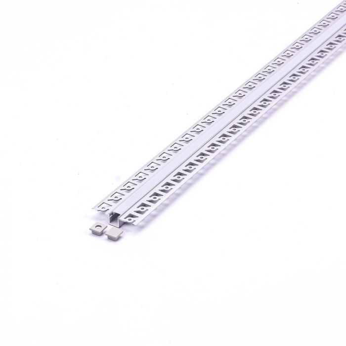 LED Strip Mounting Kit With Diffuser Aluminum Milky Gypsum Narrow 2000mm