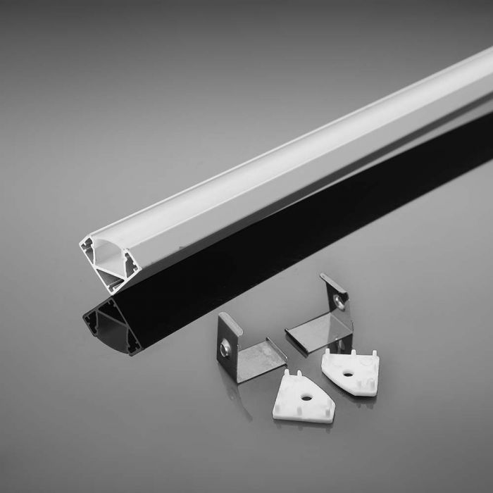 LED Strip Mounting Kit With Diffuser Aluminum 2000 x 19 x 19mm White Housing