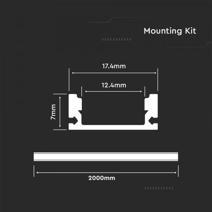 ALUMINIUM PROFILE MILKY COVER 2000X17.4X7mm WHITE HOUSING