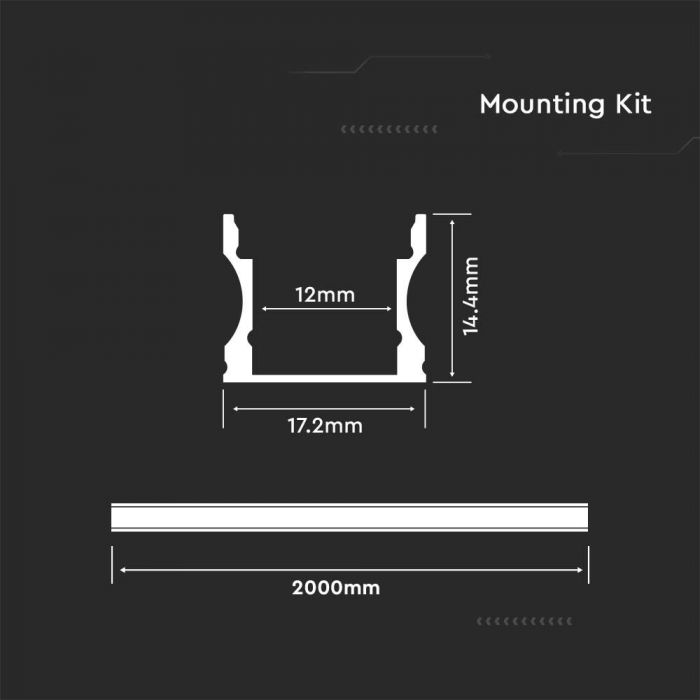ALUMINIUM PROFILE MILKY COVER 2000X17.2X15.5 WHITE HOUSING