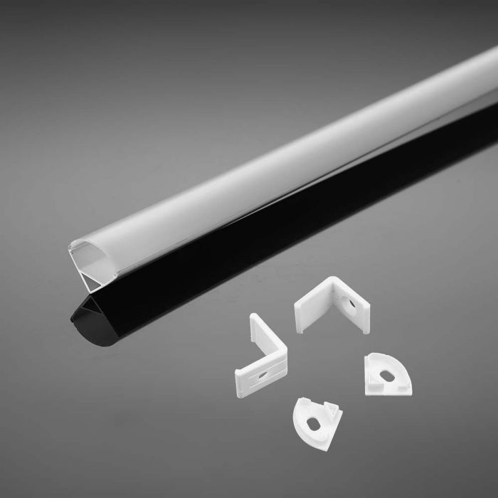 LED Strip Mounting Kit With Diffuser Aluminum 2000 x 15.8 x 15.8mm White Housing