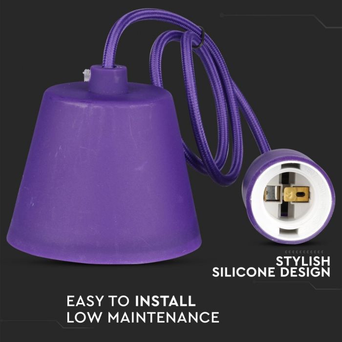 LED E27 PENDANT LAMP HOLDER 1M PURPLE