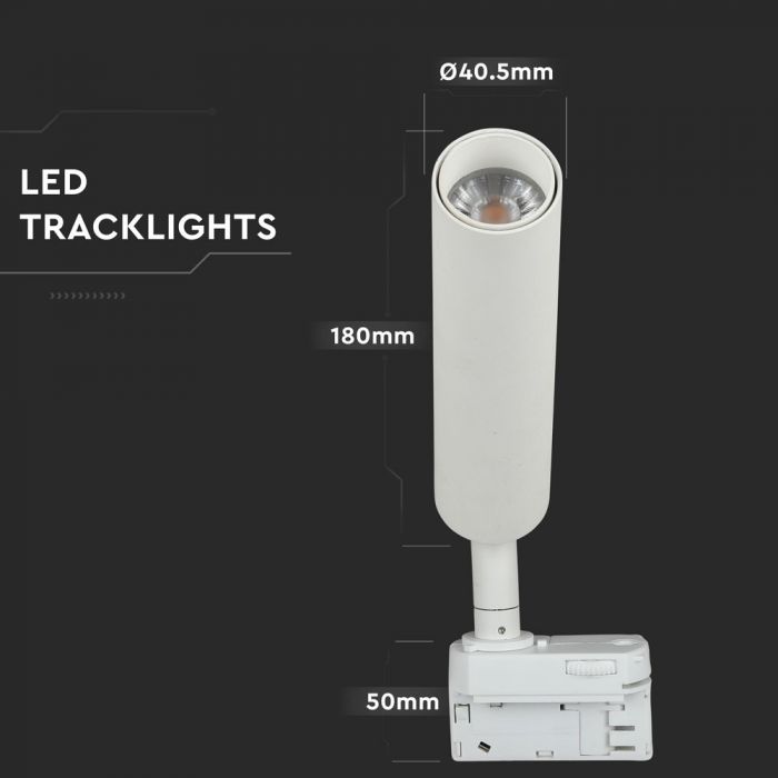 LED TRACK COB LIGHT 7W 490lm WW 24° 180X40.5X50 4-LINE WHITE SAMSUNG CHIP