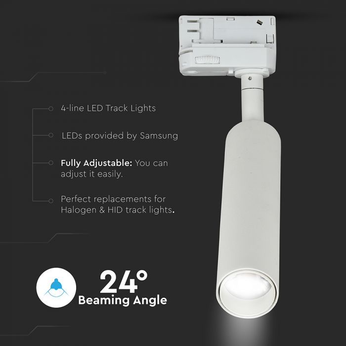 7W LED Tracklight SAMSUNG Chip White Body 3000K