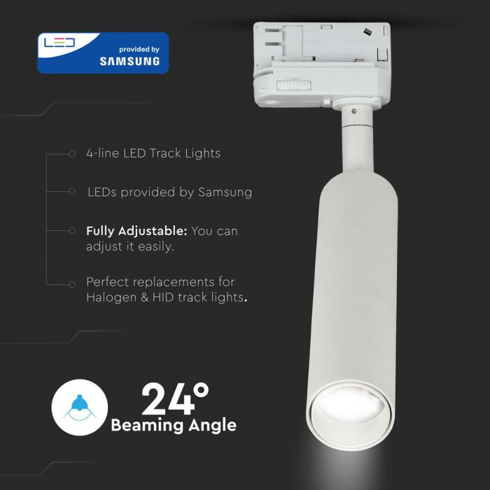LED TRACK COB LIGHT 7W 490lm 4000K 24° 180X40.5X50 4-LINE WHITE SAMSUNG CHIP