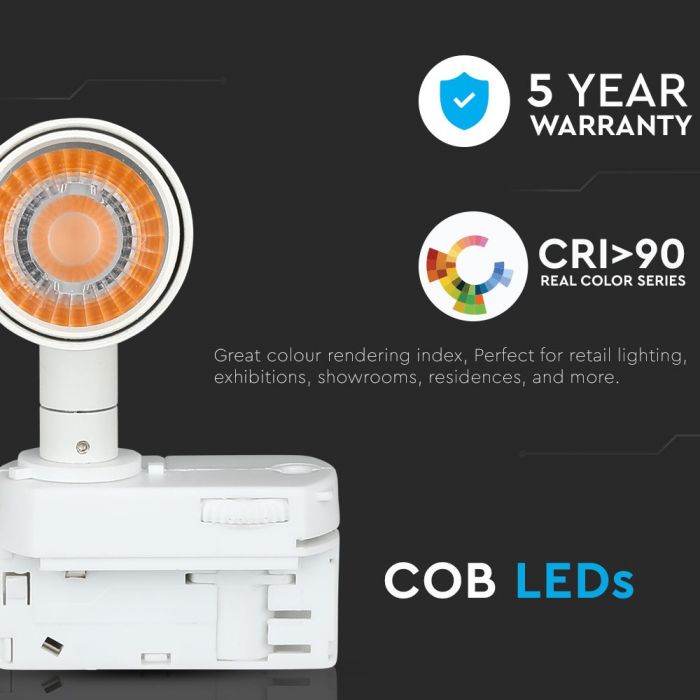 LED TRACK COB LIGHT 7W 490lm 4000K 24° 180X40.5X50 4-LINE WHITE SAMSUNG CHIP