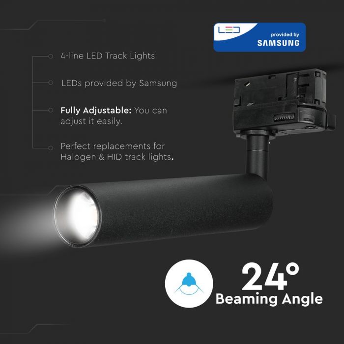 LED TRACK COB LIGHT 7W 420lm 3000K 24° 180X40.5X50 4-LINE BLACK SAMSUNG CHIP